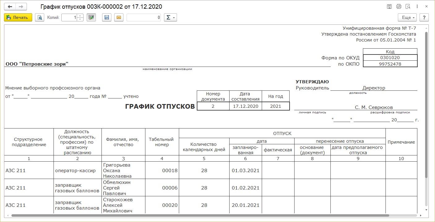 Приказ на отпуск инвалиду 3 группы образец