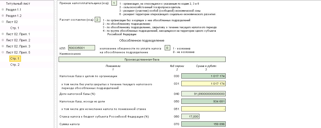 Образец декларация по прибыли с обособленным подразделением